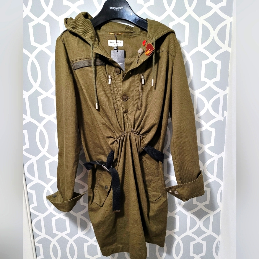 Saint laurent runway army military green hoody dress - Picture 3 of 12